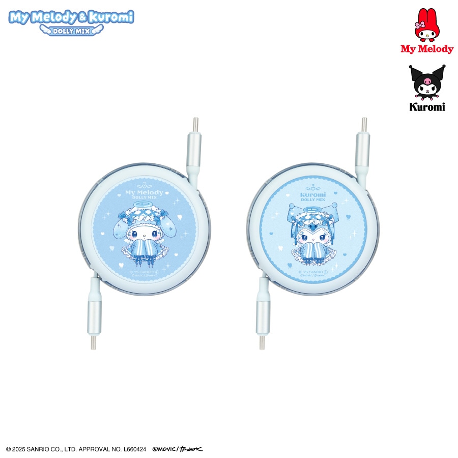マイメロディ＆クロミ Dolly Mix PD60W対応 USB2.0 リール式 Type-Cケーブル