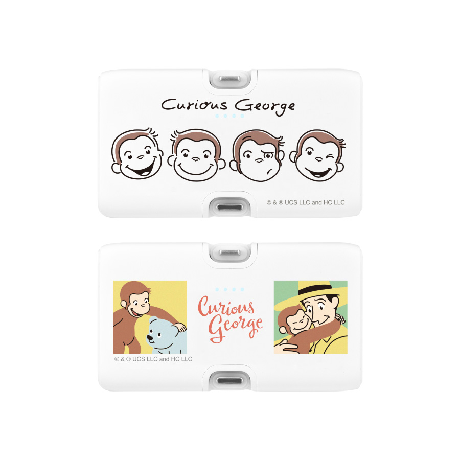 おさるのジョージ Lightning / Type-C コネクタ付き リチウムイオン充電器 4000mAh