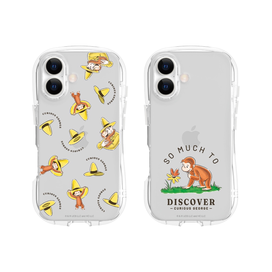 おさるのジョージ iPhone17 対応 クリスタルクリアケース