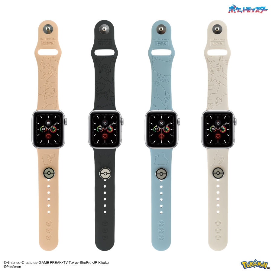 4月下旬発売予定　ポケットモンスター Apple Watch 42 / 41 / 40 / 38mm 対応 チャーム付きシリコンバンド