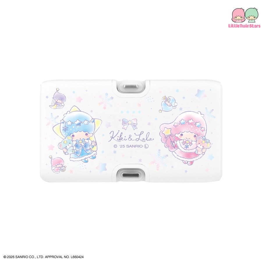 3月下旬発売予定　リトルツインスターズ Lightning / Type-C コネクタ付き リチウムイオン充電器 4000mAh