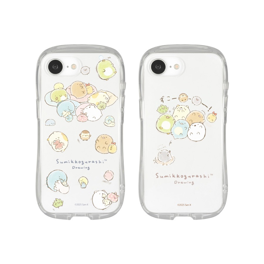 すみっコぐらし すみっコドローイング iPhone16e 対応 クリスタルクリアケース