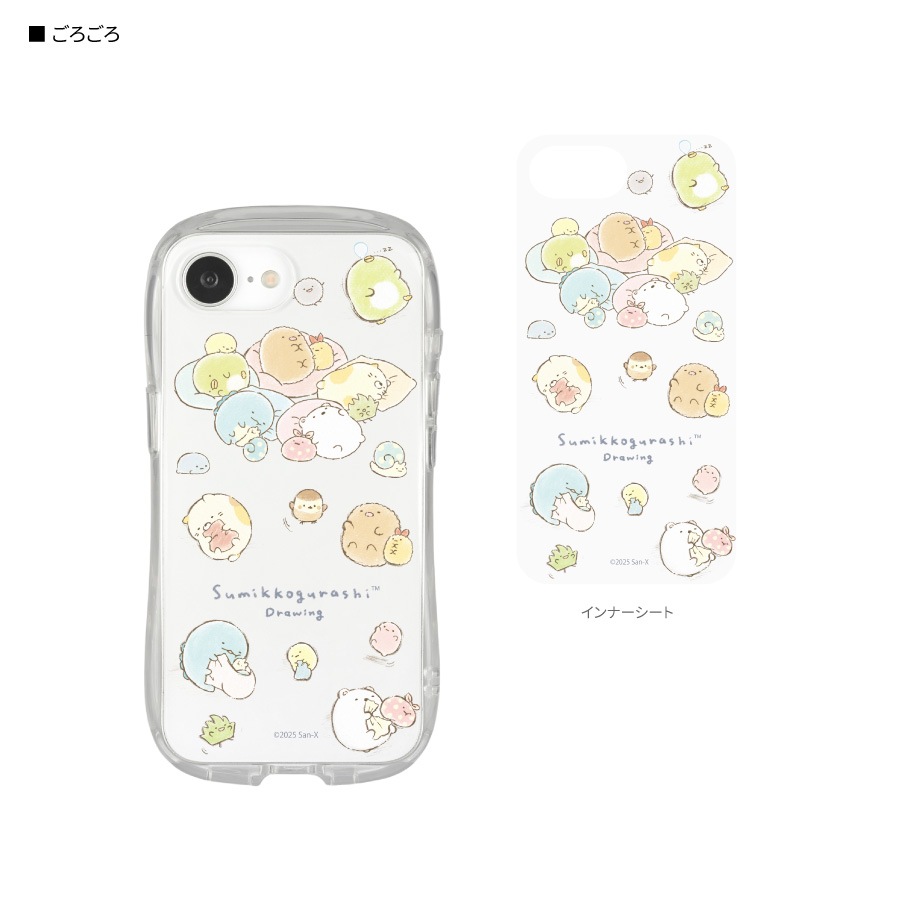 すみっコぐらし すみっコドローイング iPhone16e 対応 クリスタルクリアケース