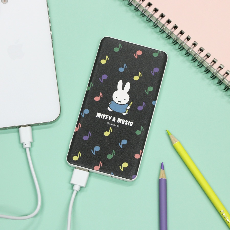 ミッフィー MIFFY＆MUSIC USB / USB Type-C 4000mAh リチウムイオンポリマー充電器 2.1A