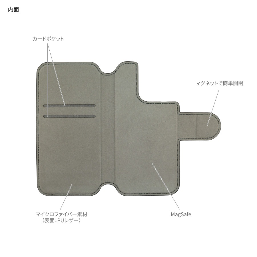ディズニーキャラクター ／ iPhone専用 MagSafe 対応 手帳型 スマートフォンカバー