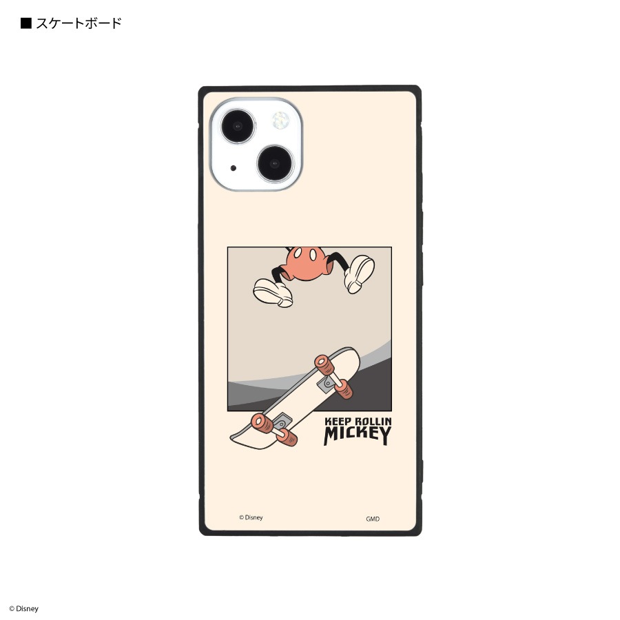 ディズニーキャラクター／iPhone13対応スクエアガラスケース