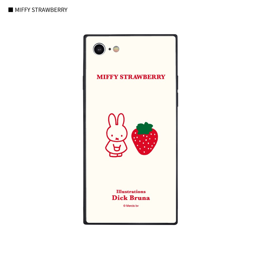 ミッフィー MIFFY STRAWBERRY iPhoneSE(第3世代/第2世代)/8/7 対応 スクエアガラスケース