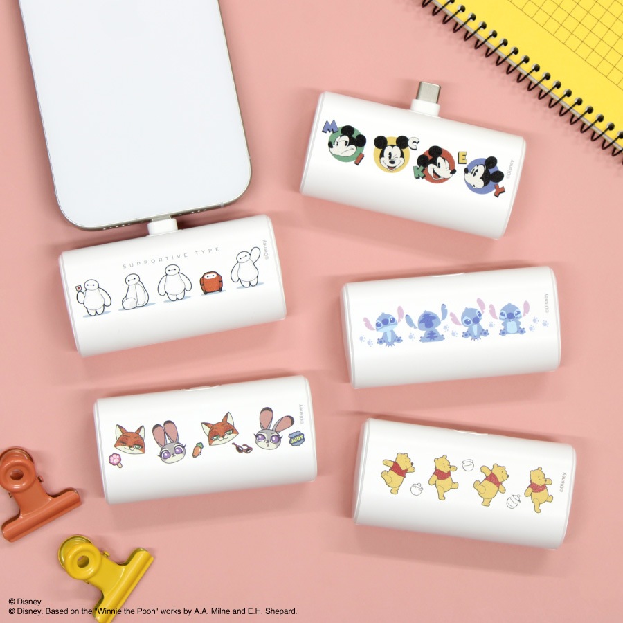ディズニーキャラクター ／ USB Type-C コネクタ付き リチウムイオン充電器 4000mAh