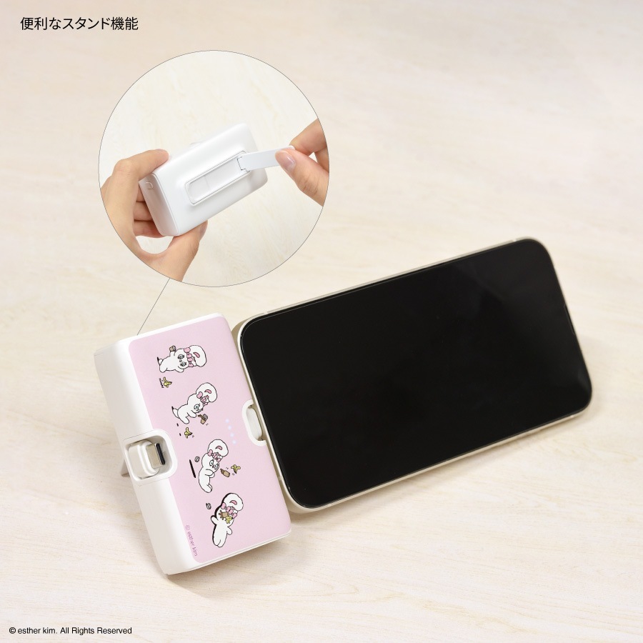 Esther Bunny Lightning / Type-C コネクタ付き リチウムイオン充電器 4000mAh
