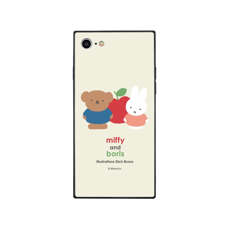 ミッフィー miffy and boris iPhoneSE(第3世代/第2世代)/8/7対応 スクエアガラスケース