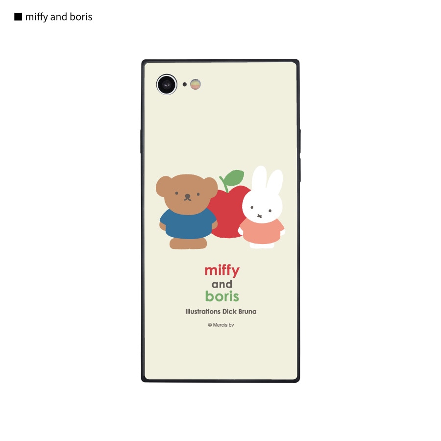 ミッフィー miffy and boris iPhoneSE(第3世代/第2世代)/8/7対応 スクエアガラスケース