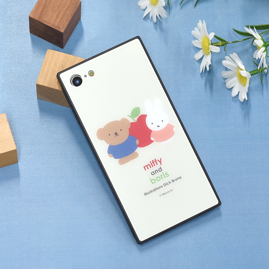 ミッフィー miffy and boris iPhoneSE(第3世代/第2世代)/8/7対応 スクエアガラスケース