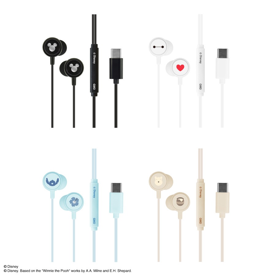 ディズニーキャラクター ／ リモコンマイク付き USB Type-C ステレオイヤホン