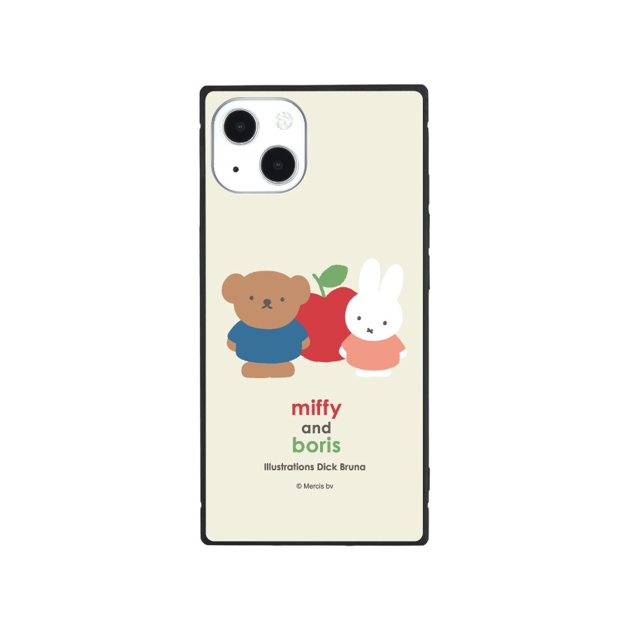 ミッフィー miffy and boris iPhone13対応 スクエアガラスケース
