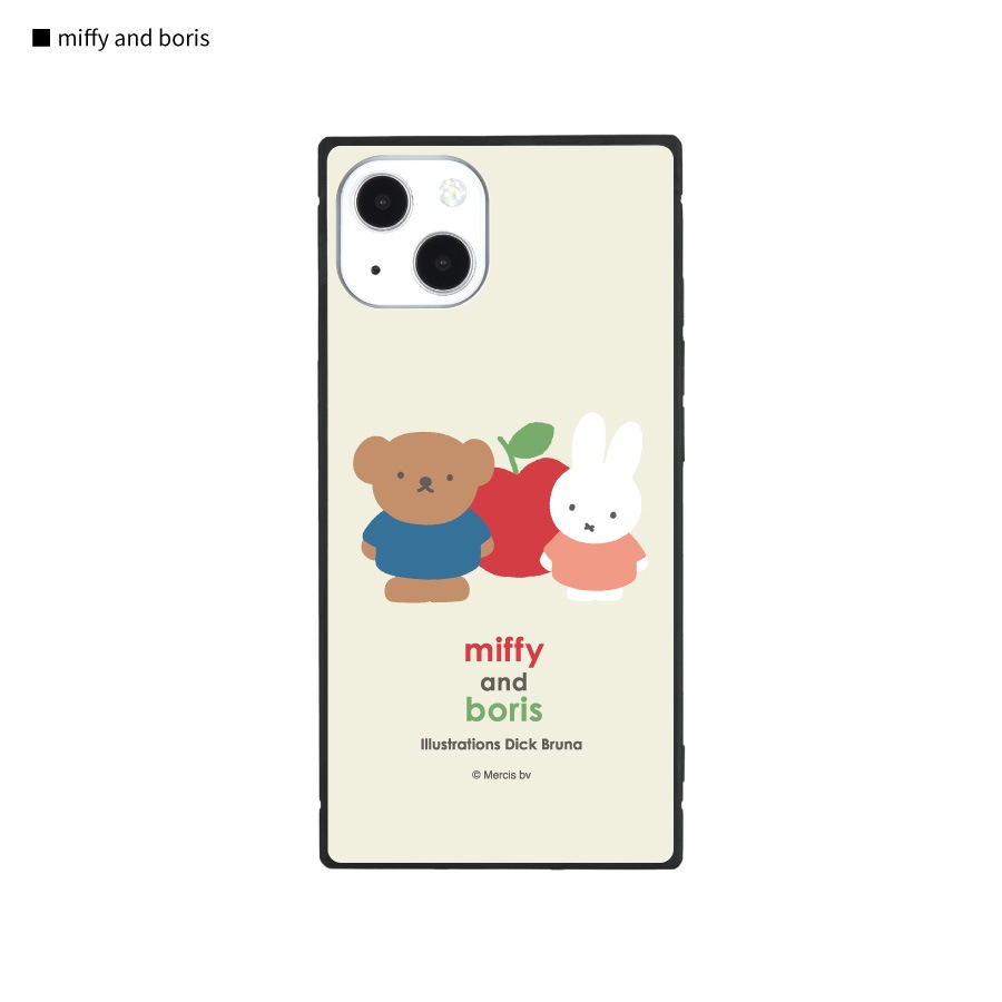 ミッフィー miffy and boris iPhone13対応 スクエアガラスケース