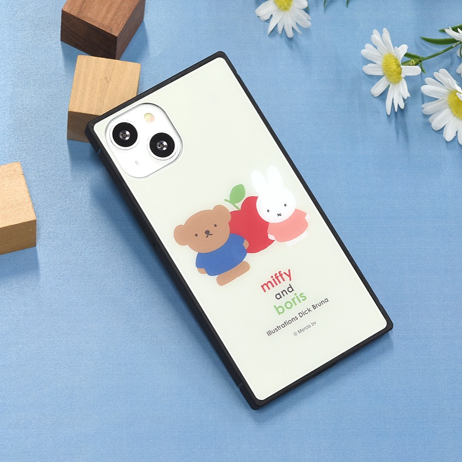 ミッフィー miffy and boris iPhone13対応 スクエアガラスケース