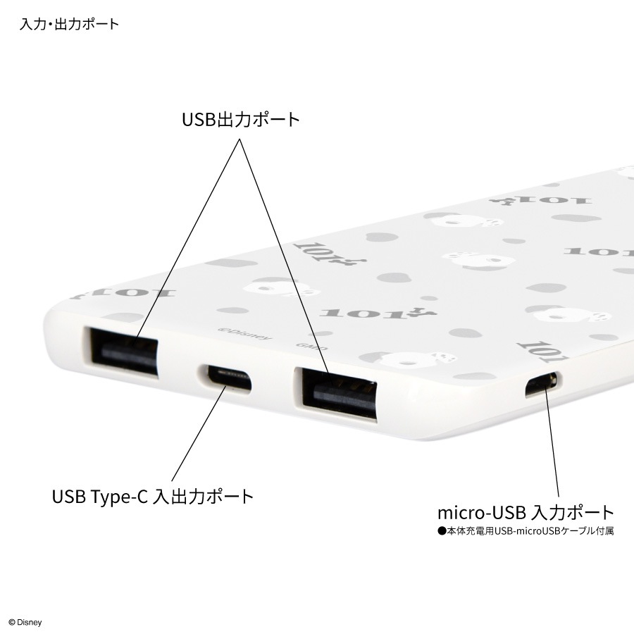 ディズニーキャラクター ／ USB / USB Type-C 4000mAh リチウムイオンポリマー 充電器 2.1A