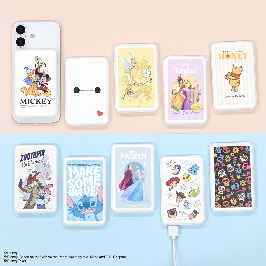 ディズニーキャラクター、ピクサーキャラクター ／ MagSafe 対応 ワイヤレスリチウム充電器 5000mAh