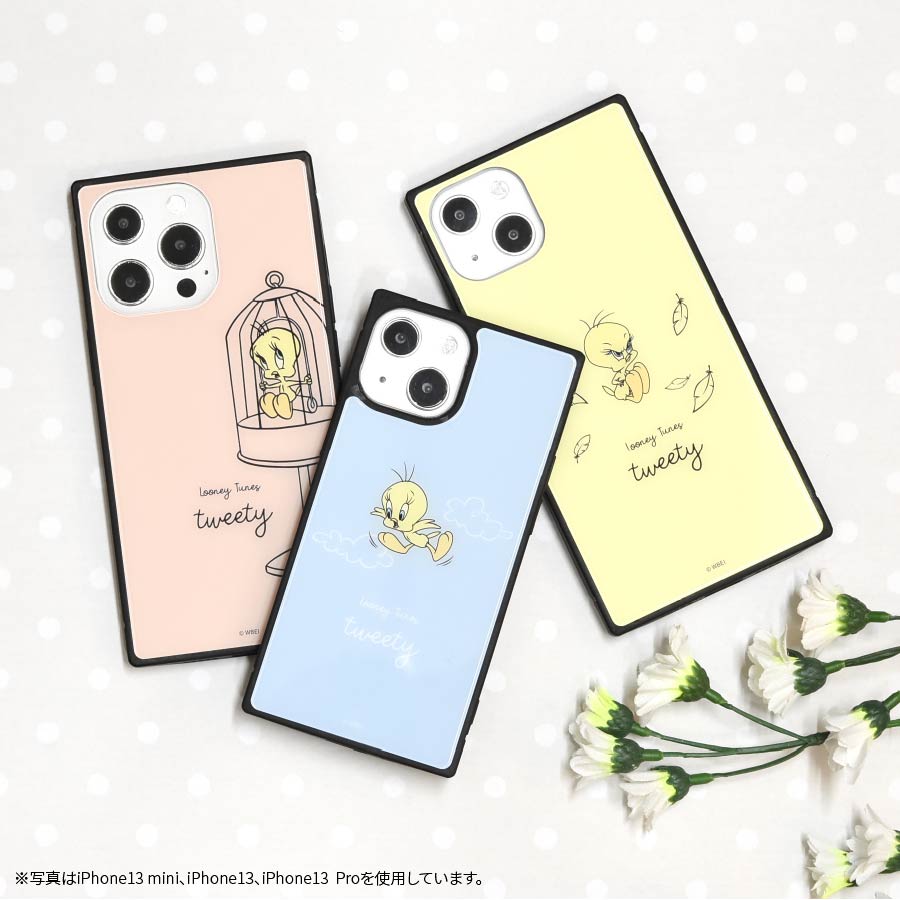 ルーニー・テューンズ iPhone13 Pro対応 スクエアガラスケース