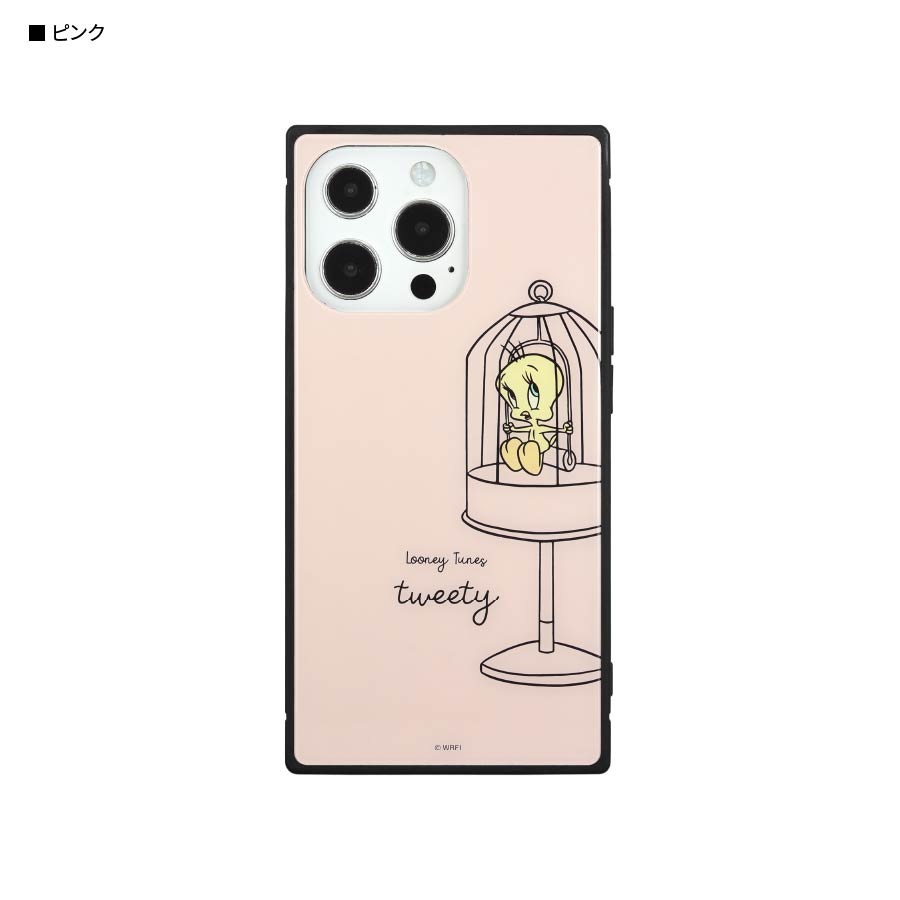 ルーニー・テューンズ iPhone13 Pro対応 スクエアガラスケース