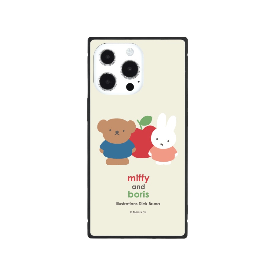 ミッフィー miffy and boris iPhone13 Pro対応 スクエアガラスケース