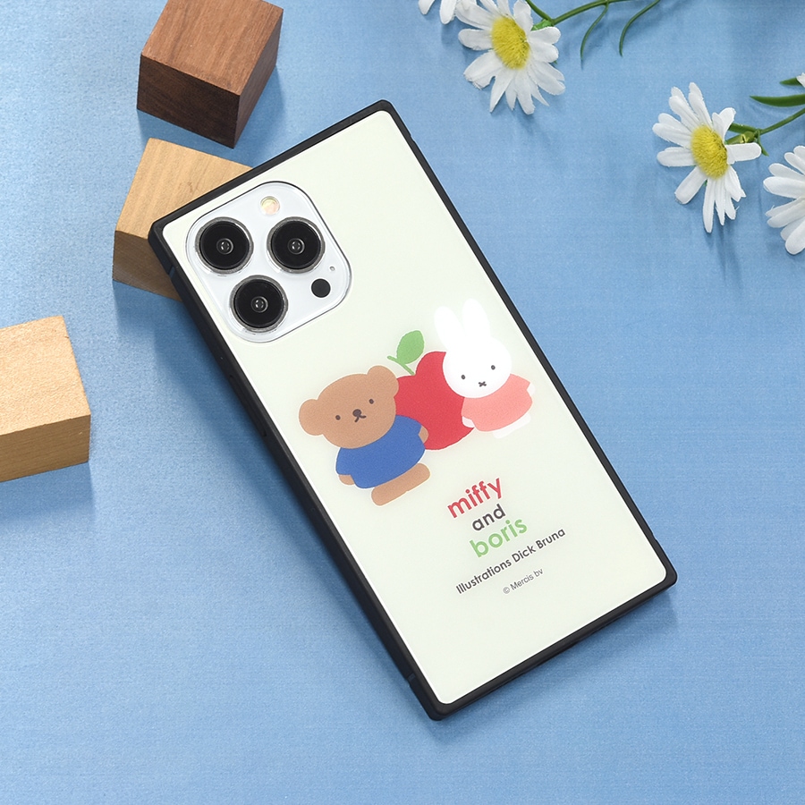 ミッフィー miffy and boris iPhone13 Pro対応 スクエアガラスケース