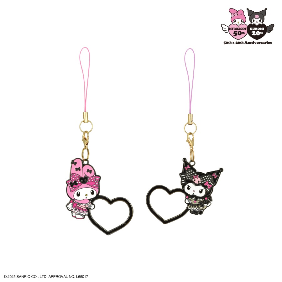 マイメロディ＆クロミ ピンクブラックパーティ リングチャーム
