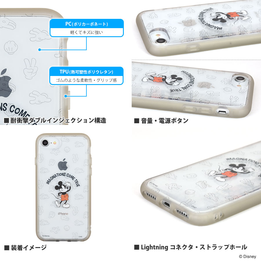 ディズニーキャラクター／IIIIfit Clear iPhoneSE(第2世代)/8/7/6s/6対応ケース