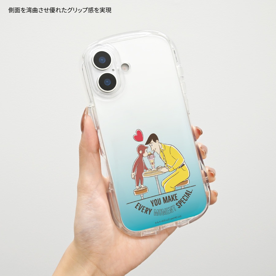 おさるのジョージ iPhone17 対応 クリスタルクリアケース