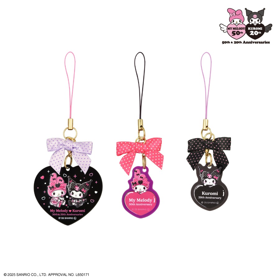 マイメロディ＆クロミ ピンクブラックパーティ モバイルアクリルストラップ