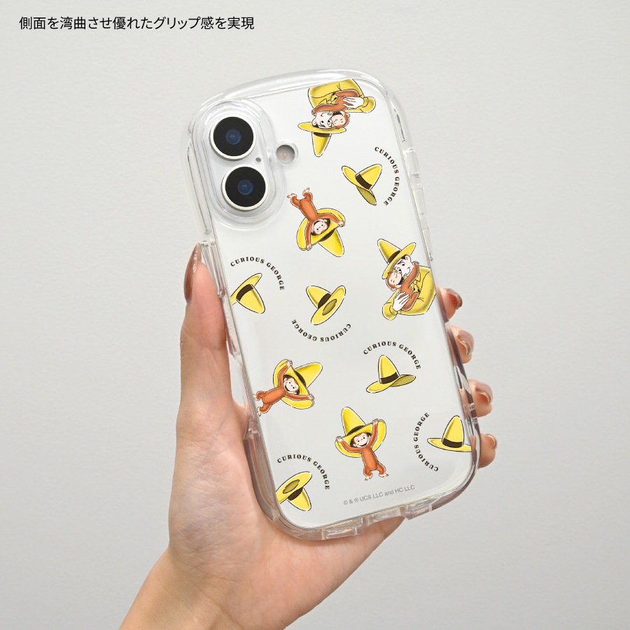 おさるのジョージ iPhone17 対応 クリスタルクリアケース