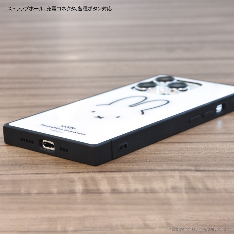 ミッフィー iPhone15 / 14 / 13 対応 スクエアガラスケース