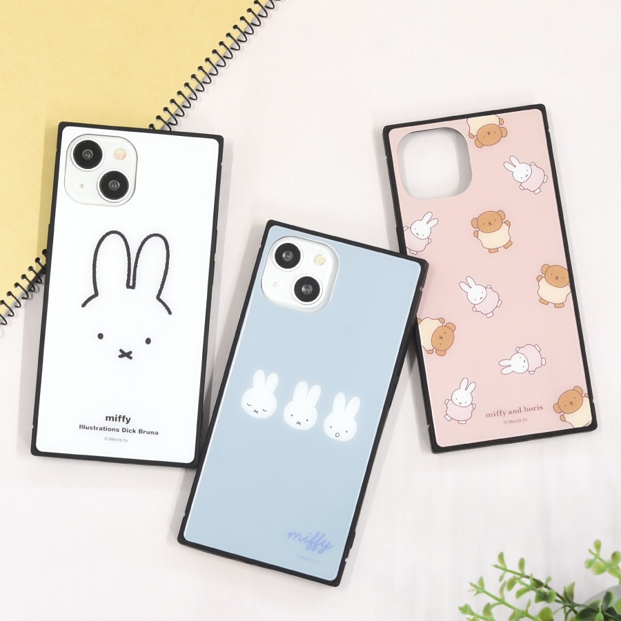ミッフィー iPhone15 / 14 / 13 対応 スクエアガラスケース