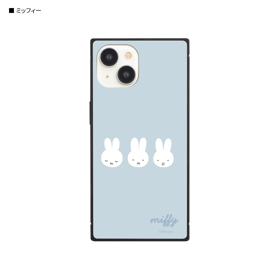 ミッフィー iPhone15 / 14 / 13 対応 スクエアガラスケース