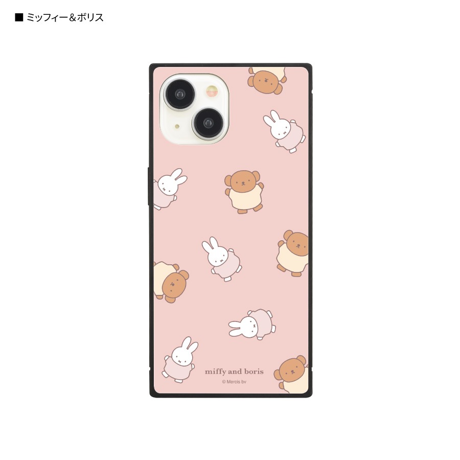 ミッフィー iPhone15 / 14 / 13 対応 スクエアガラスケース