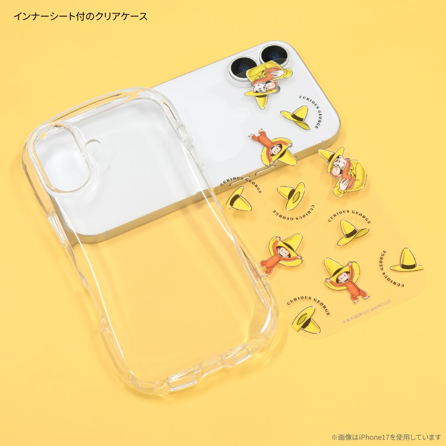 おさるのジョージ iPhone17 Pro 対応 クリスタルクリアケース