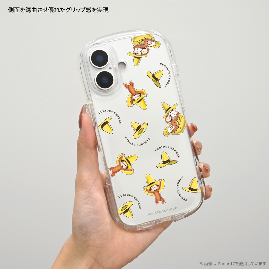 おさるのジョージ iPhone17 Pro 対応 クリスタルクリアケース