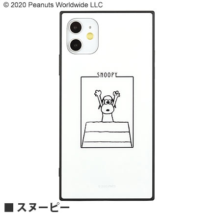 ピーナッツ iPhone11/XR対応スクエアガラスケース