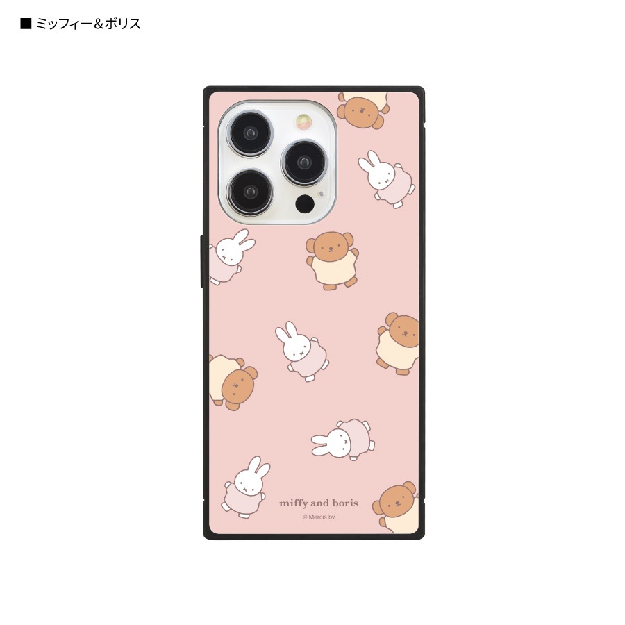 ミッフィー iPhone15 Pro 対応 スクエアガラスケース