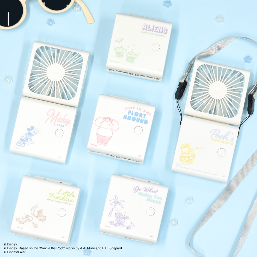 ディズニーキャラクター、ピクサーキャラクター ／ 2つ折りクールファン