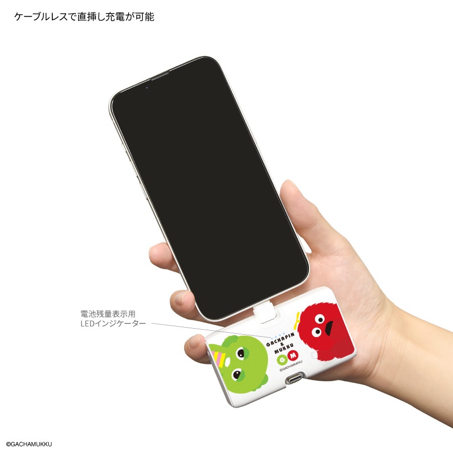 ガチャピン・ムック Lightning / Type-C コネクタ付き リチウムイオン充電器 4000mAh