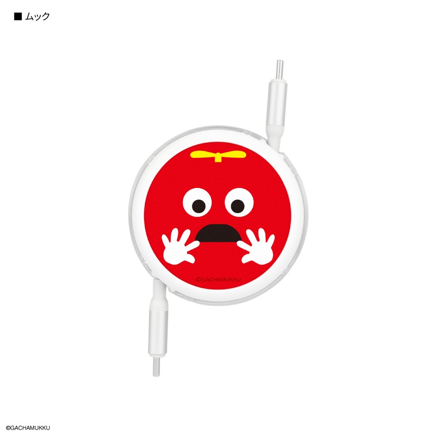 ガチャピン・ムック PD60W 対応 USB2.0 リール式 Type-C ケーブル