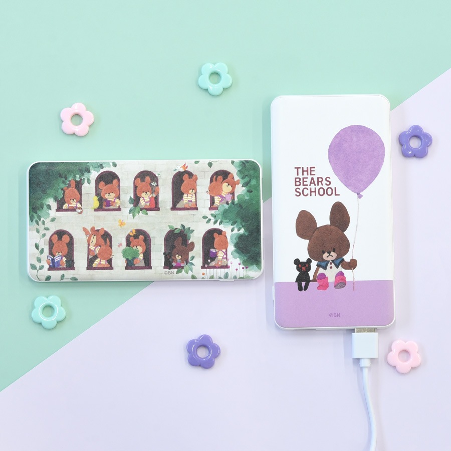 くまのがっこう USB / USB Type-C 4000mAh リチウムイオンポリマー充電器 2.1A