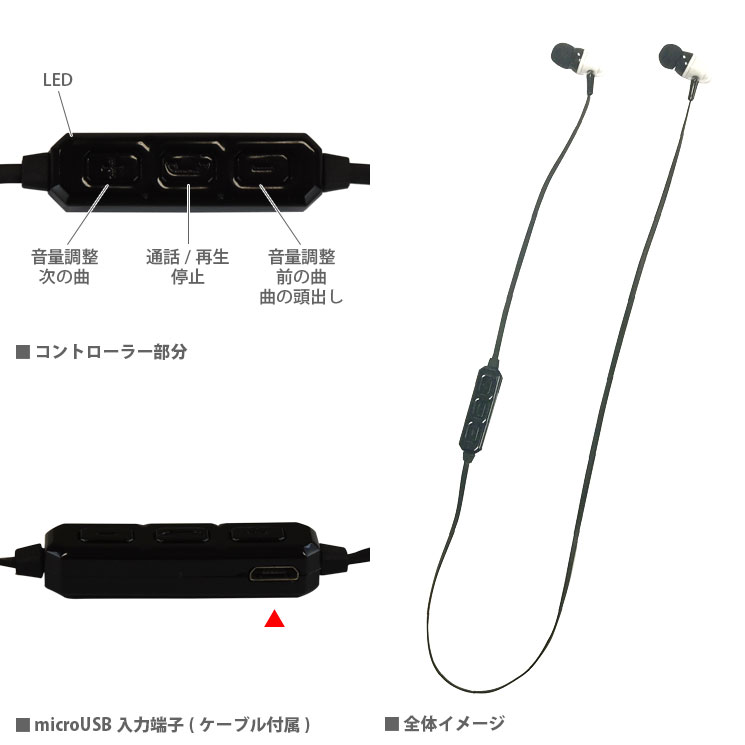 Bluetooth ステレオイヤホン