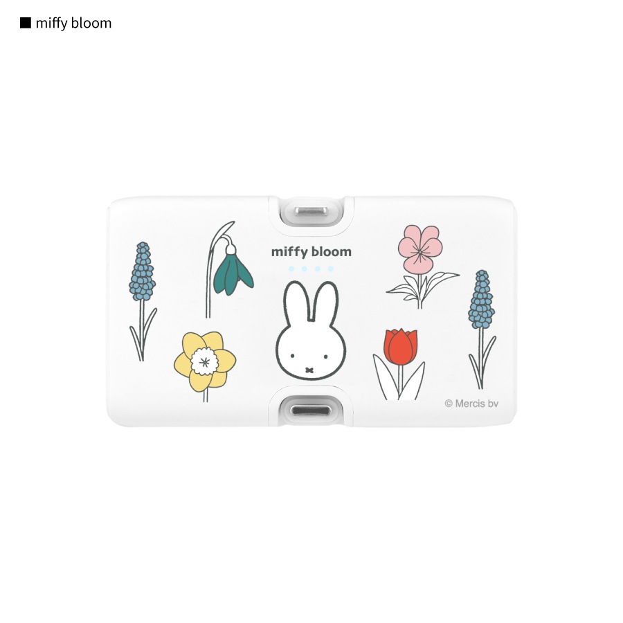 ミッフィー miffy bloom Lightning / Type-C コネクタ付き リチウムイオン充電器 4000mAh