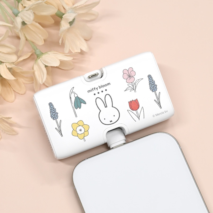ミッフィー miffy bloom Lightning / Type-C コネクタ付き リチウムイオン充電器 4000mAh