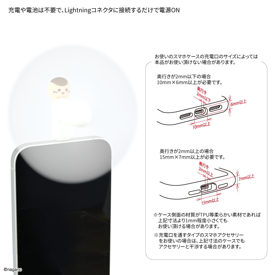 6月上旬発売予定　ちいかわ コネクタ付き ミニクールファン （Lightning）