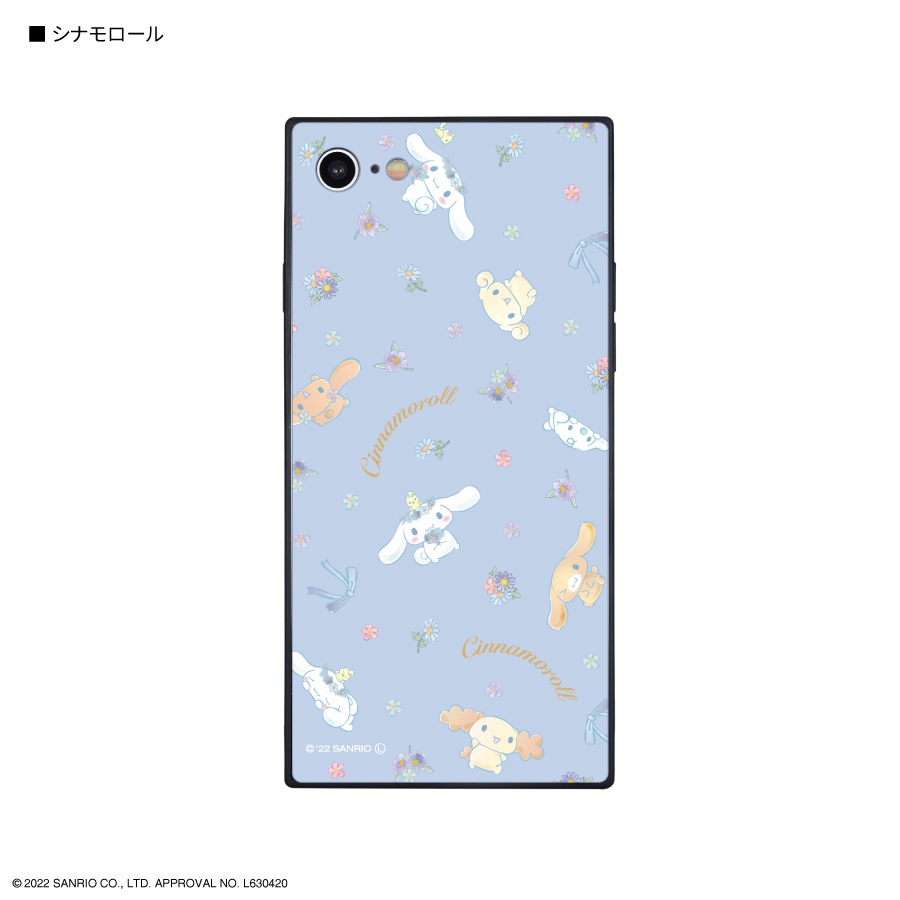シナモロール フラワーフレーム Iphonese 第2世代 8 7対応 スクエアガラスケース さ行 サンリオ シナモロール スマホケース フィルム グルマンディーズ公式オンラインショップ