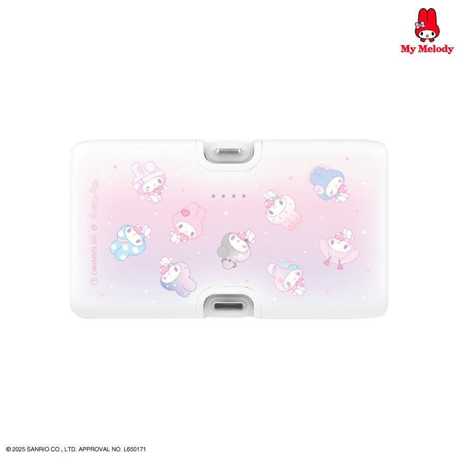 マイメロディ ガーリーポップハート Lightning / Type-C コネクタ付き リチウムイオン充電器 4000mAh