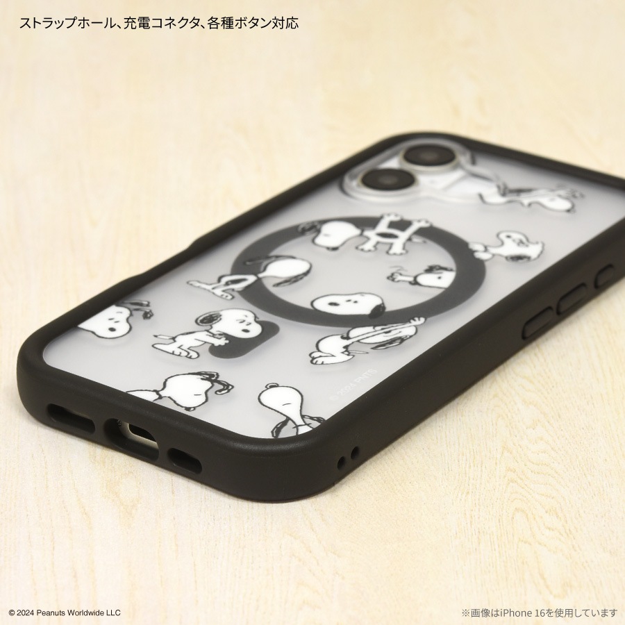 Tech21 スヌーピー iPhone 16plusケース（MagSafe対応） ピーナッツ スヌーピー iPhone16 MagSafe 対応 プランプフレーム